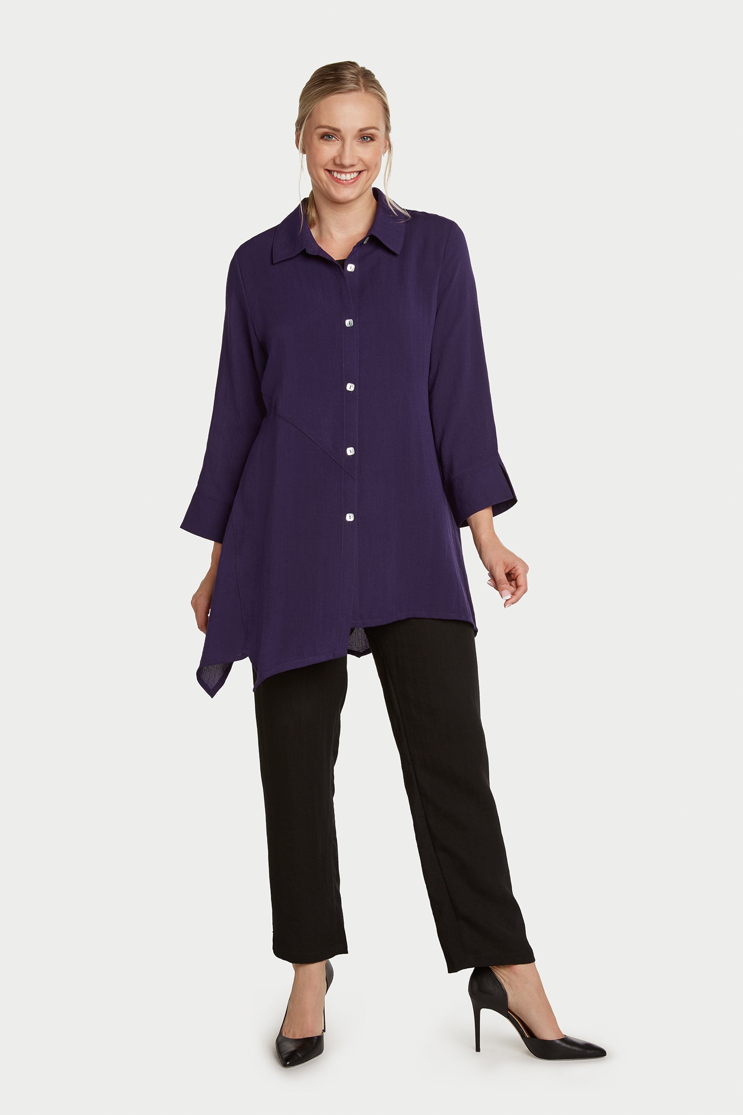 Plus Size Purple 'Los Angeles' Oversized Tunic T-Shirt Dress