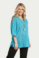 AA254 - Peek-a-Boo Sleeves Linen Pullover