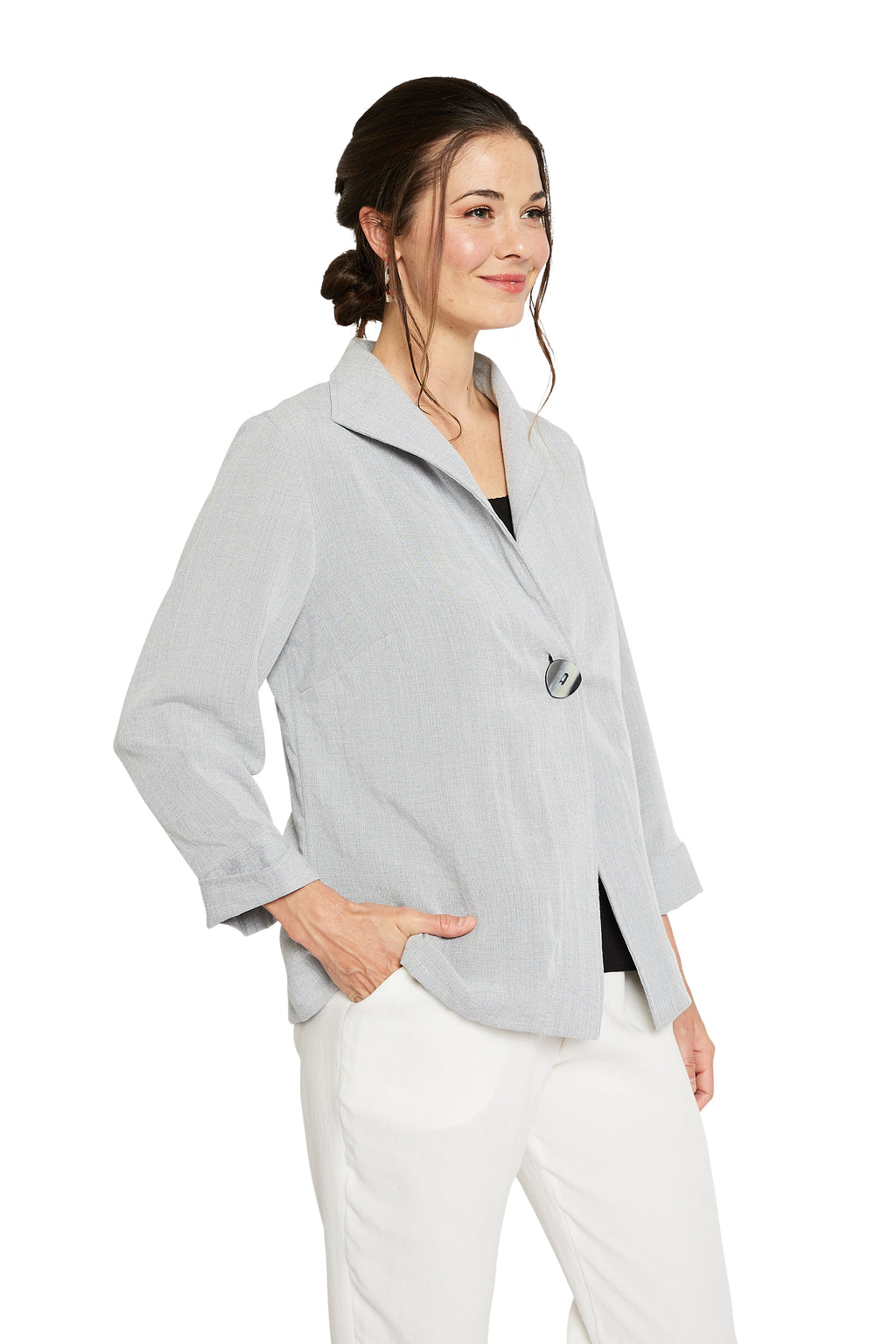 AA188 - One Button Short Jacket – Fridaze - Linen Redefined